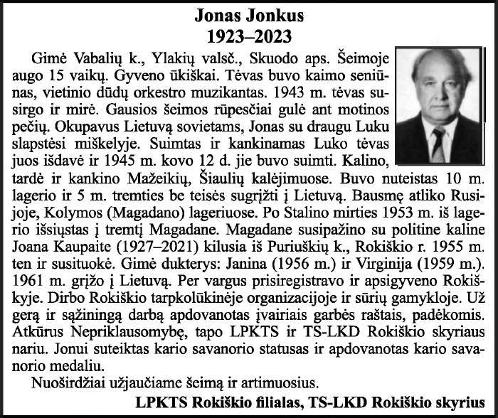 Jonas-Jonkus „Tremtinys“, 2023.07.07 Nr. 21